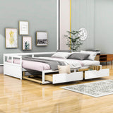 Wood Twin to King Daybed with Extendable Trundle and Storage Drawers