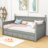 Wood Twin Daybed with Storage Drawers and Beadboard Back