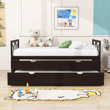 Twin Daybed with Trundle and Storage Drawers for Kids Adults - [Wood, Backless]