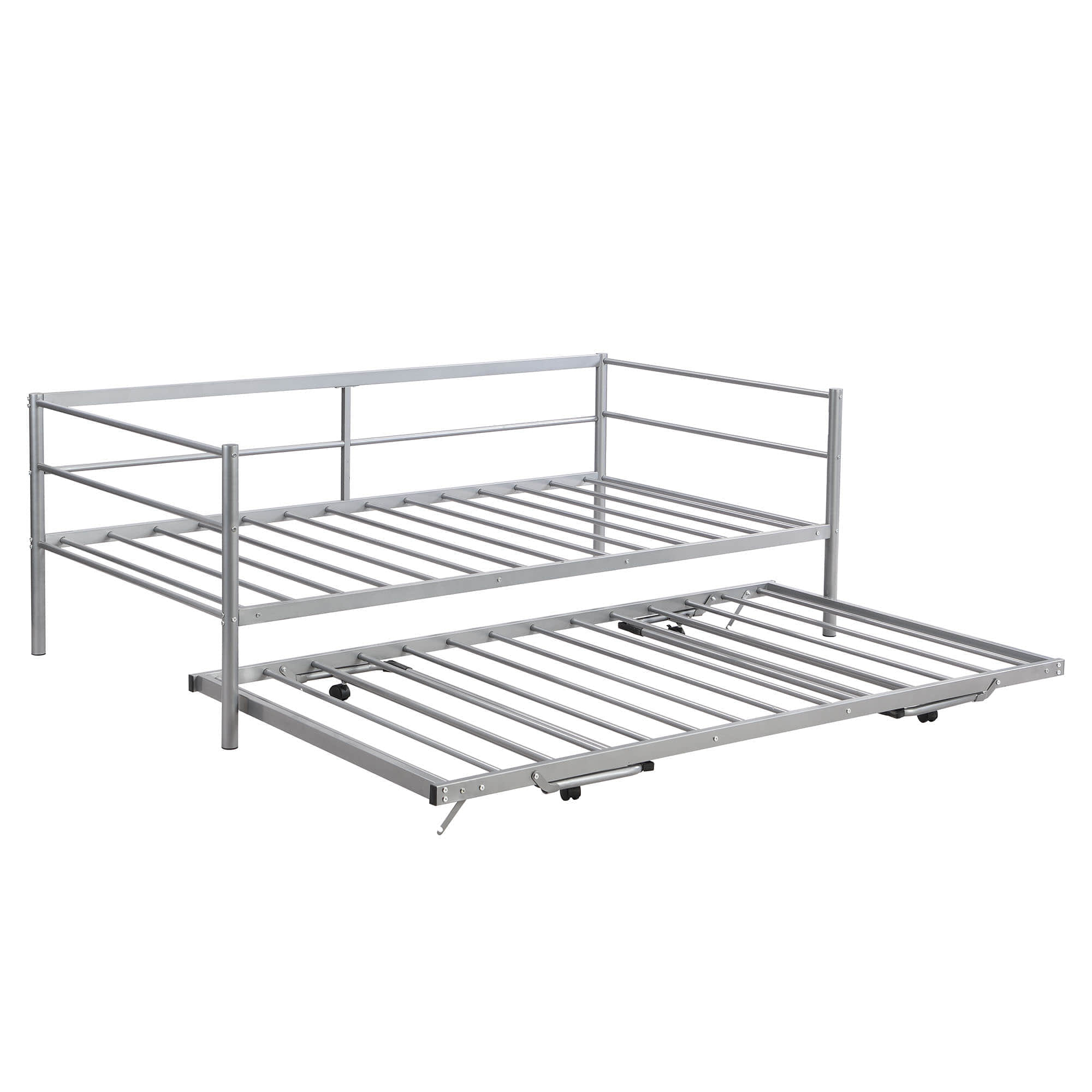 Convertible Metal Twin Daybed with Pop Up Trundle Bed