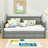 Wood Twin Daybed With Twin Trundle & Beadboard Back