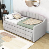 Twin Upholstered Daybed with Trundle and Storage - [Drawers, Linen]