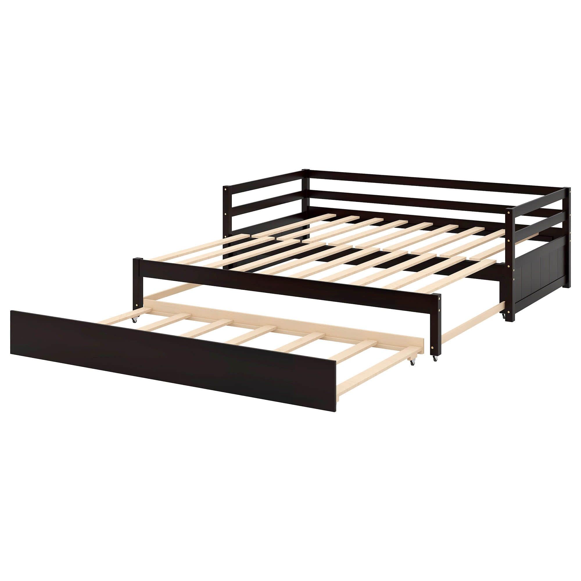 Twin / Double Twin Extendable Pull-out Daybed with Trundle - [Convertible]