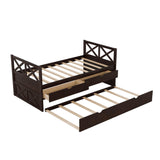 Twin Daybed with Trundle and Storage Drawers for Kids Adults - [Wood, Backless]