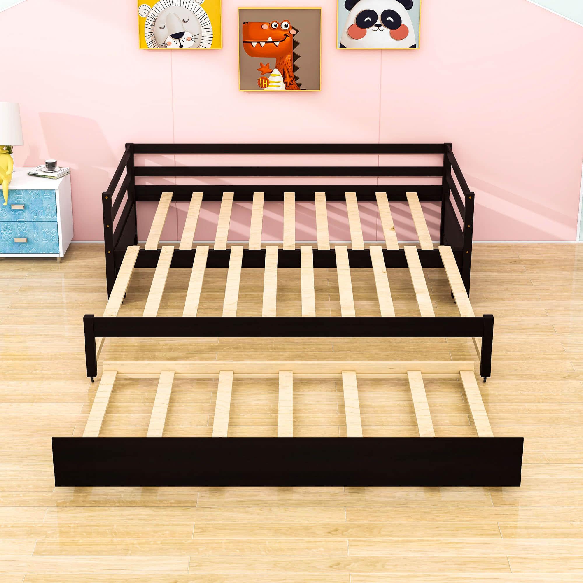 Twin / Double Twin Extendable Pull-out Daybed with Trundle - [Convertible]