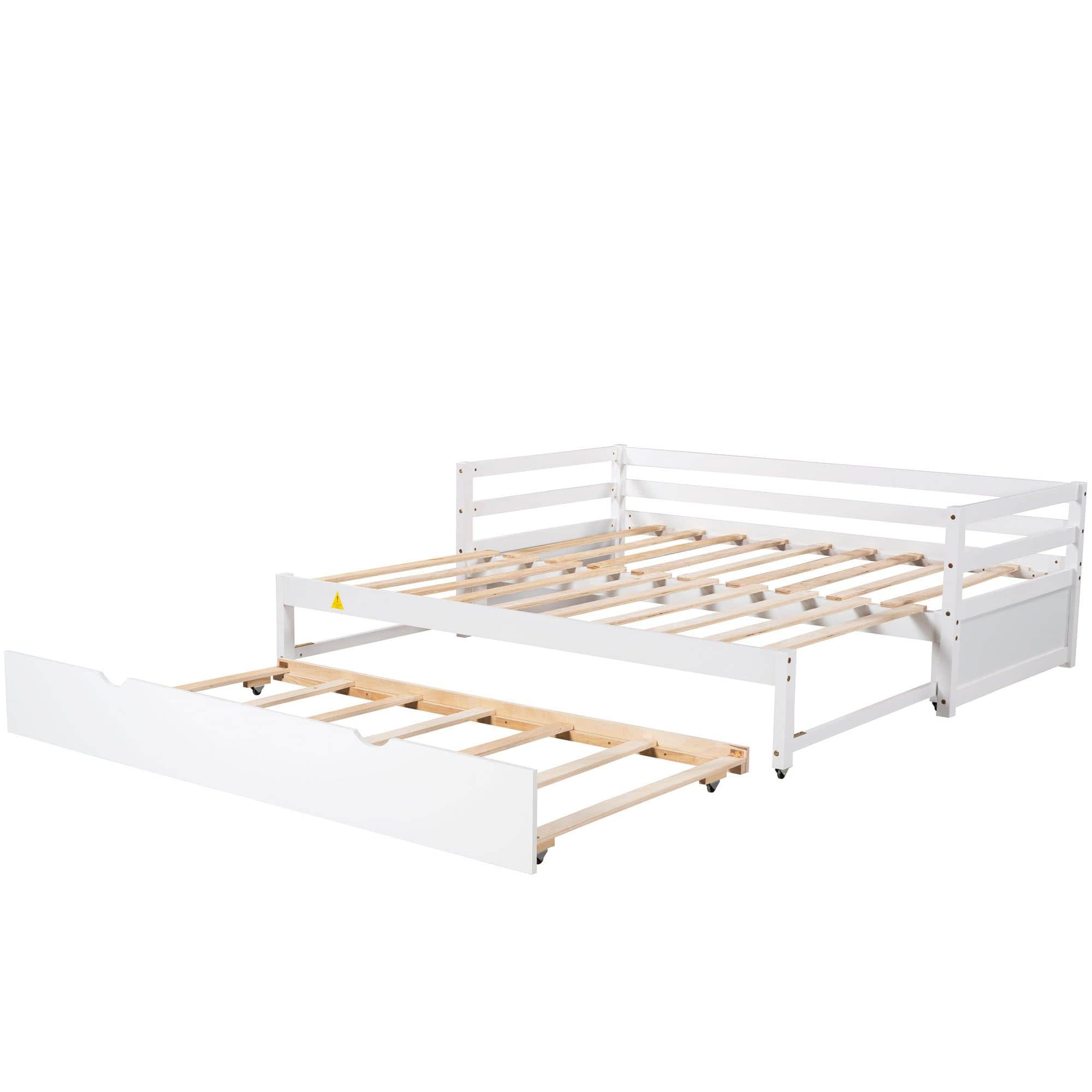 Twin / Double Twin Extendable Pull-out Daybed with Trundle - [Convertible]