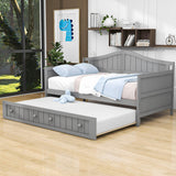 Wood Twin Daybed with Trundle and Arch Back