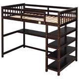 Wood Twin Loft Bed with Desk and Storage for Adults, Teens, Gamers