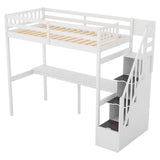 Twin Loft Bed with Desk and Storage Stairs for Adults, Kids, Teens