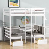 Convertible Twin Loft Bed with Couch and Table, Storage - [Wood, Drawers]