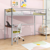 Twin Metal Loft Bed with Desk Underneath for Teen, Junior, Adult