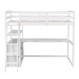 Twin Loft Bed with Desk and Storage Drawers, Shelves for Adult, Kids, Jr - [Wood]