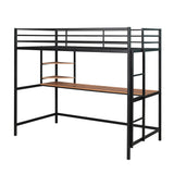 Metal Twin Loft Bed with Desk and Storage Shelves for Adults, Teens