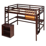 Wood Twin Loft Bed with Desk and Storage for Adults, Kids - [Cabinet]