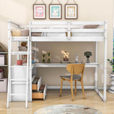 Twin Loft Bed with Desk and Storage Drawers, Shelves for Adult, Kids, Jr - [Wood]