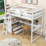 Twin Loft Bed with Desk and Storage Drawers, Shelves for Adult, Kids, Jr - [Wood]