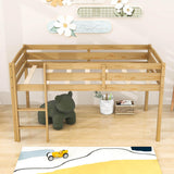 Wood Low Kids Twin Space Saving Loft Bed for Small Rooms