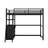 Metal Twin Size Loft Bed with Desk and Storage for College, Dorms