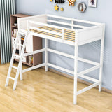 Solid Wood Twin Loft Bed with Interchangeable Ladder for Kids, Adults- [Medium]