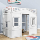 Sturdy Twin Size House Loft Bed for Girls and ,Boys - [Wooden]