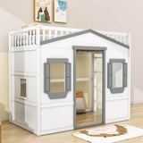 Sturdy Twin Size House Loft Bed for Girls and ,Boys - [Wooden]