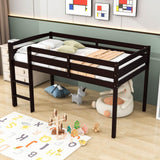 Wood Low Kids Twin Space Saving Loft Bed for Small Rooms