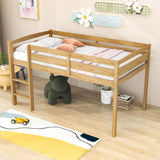 Wood Low Kids Twin Space Saving Loft Bed for Small Rooms