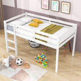 Wood Low Kids Twin Space Saving Loft Bed for Small Rooms