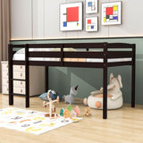 Wood Low Kids Twin Space Saving Loft Bed for Small Rooms