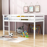 Wood Low Kids Twin Space Saving Loft Bed for Small Rooms