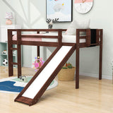 Low Twin Loft Bed with Slide and Chalkboard for Kids - [Wood, Interchangeable]