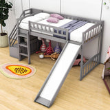 Low Twin Loft Bed with Storage Stairs and Slide - [Wood, Interchangeable]