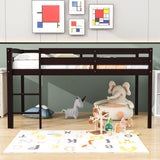 Wood Low Kids Twin Space Saving Loft Bed for Small Rooms