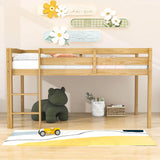 Wood Low Kids Twin Space Saving Loft Bed for Small Rooms