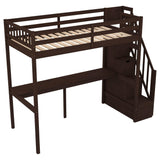 Twin Loft Bed with Desk and Storage Stairs for Adults, Kids, Teens