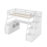 Twin Loft Bed with Desk and Stairs, Storage for Teens, Kids - [Drawers]