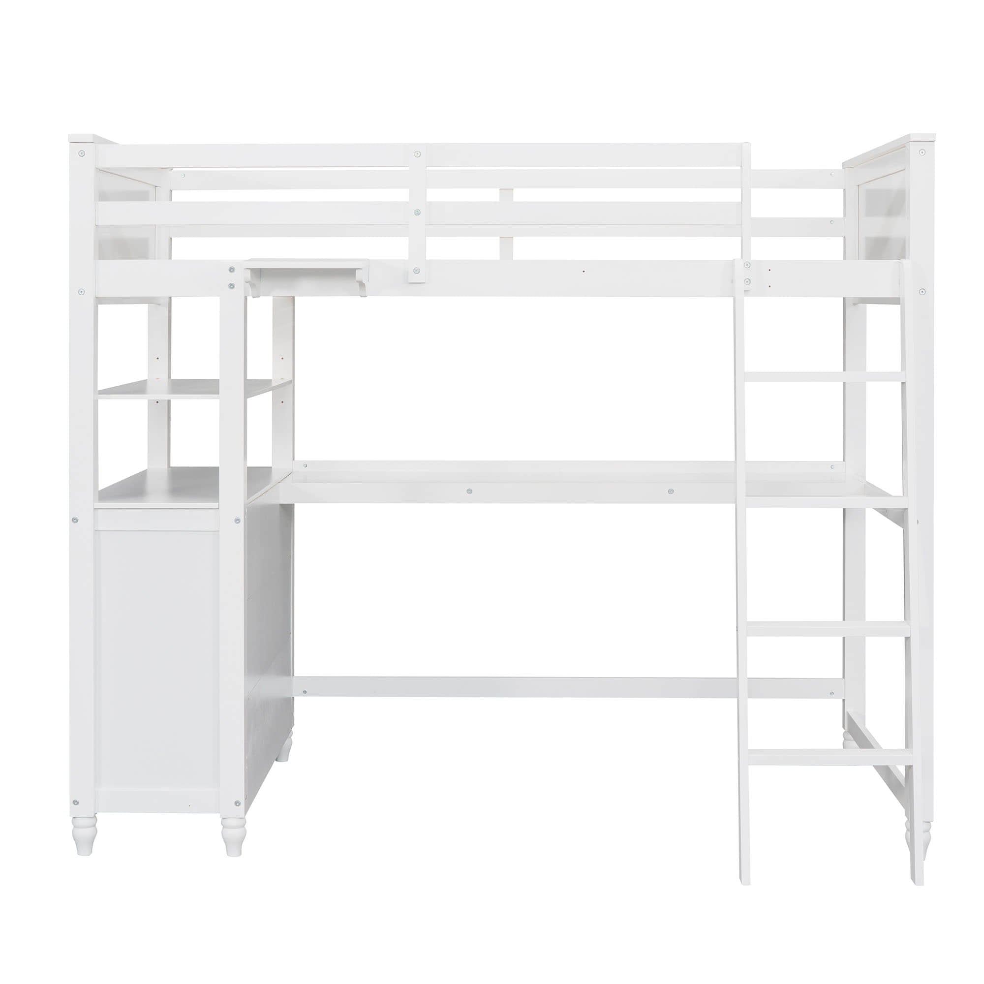 Twin Size Convertible Loft Bed with Desk and Storage - [Dresser, Shelves]