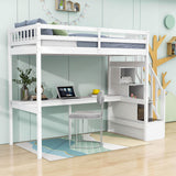 Twin Loft Bed with Desk and Storage Stairs for Adults, Kids, Teens