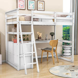 Twin Loft Bed with Desk and Storage Drawers, Shelves for Adult, Kids, Jr - [Wood]