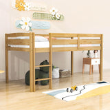 Wood Low Kids Twin Space Saving Loft Bed for Small Rooms