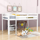 Wood Low Kids Twin Space Saving Loft Bed for Small Rooms