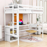 Wood Twin Loft Bed with Desk and Storage for Adults, Kids - [Cabinet]