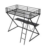 Metal Twin Loft Bed with Desk Underneath for Adults, Teens