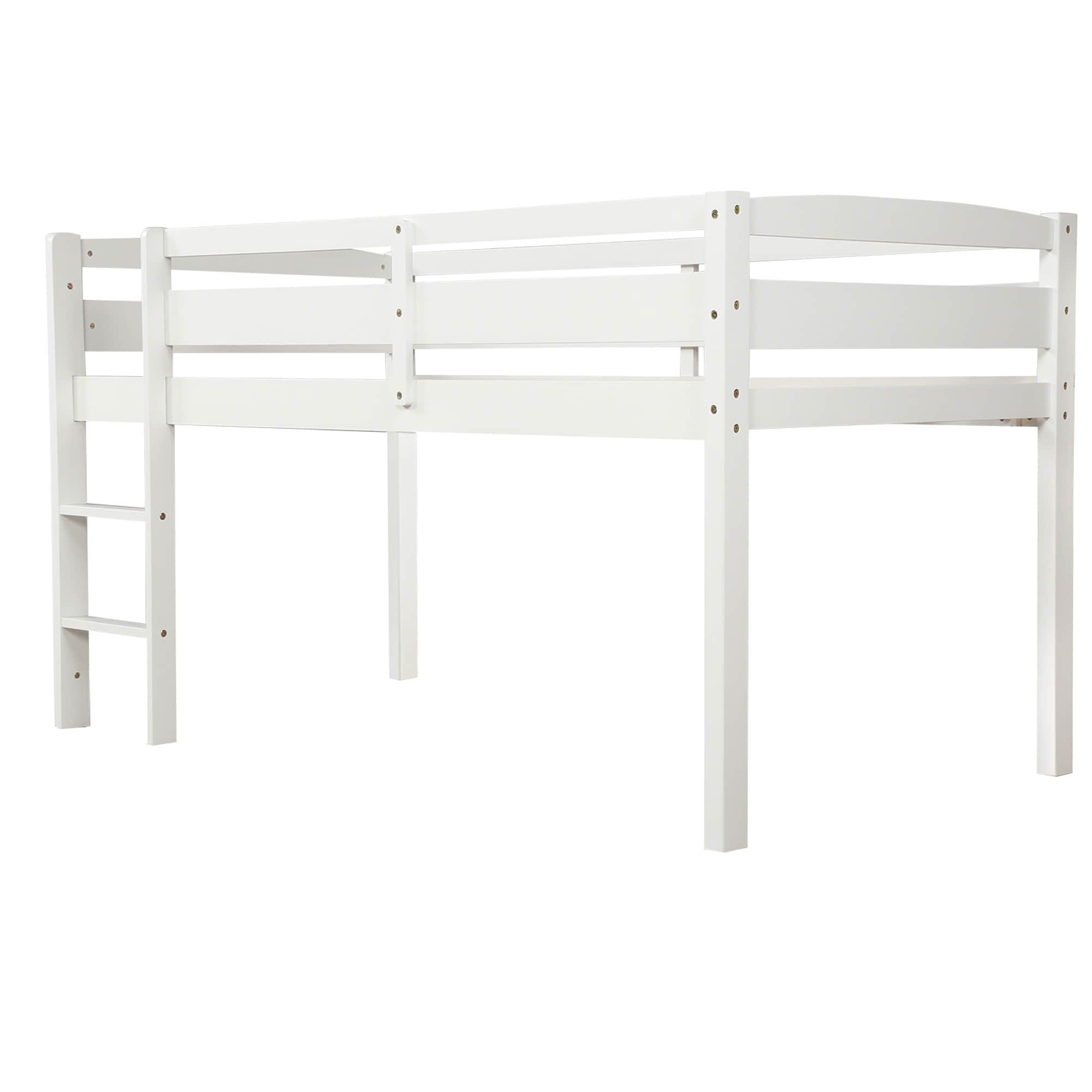 Wood Low Kids Twin Space Saving Loft Bed for Small Rooms