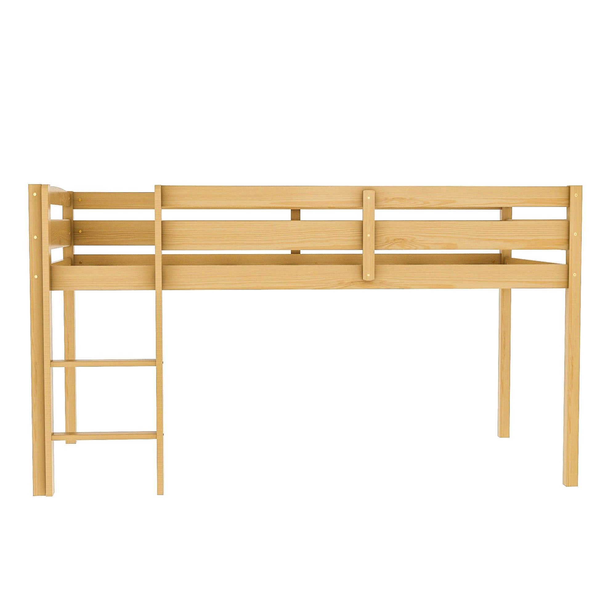 Wood Low Kids Twin Space Saving Loft Bed for Small Rooms