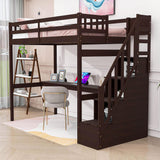 Twin Loft Bed with Desk and Storage Stairs for Adults, Kids, Teens