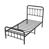 Vintage Twin Size Metal Bed Frame with Slats Headboard