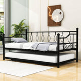 Metal Twin Size Daybed with Twin Pop Up Portable Folding Trundle