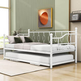 Metal Twin Size Daybed with Twin Pop Up Portable Folding Trundle