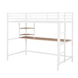 Metal Twin Loft Bed with Desk and Storage Shelves for Adults, Teens